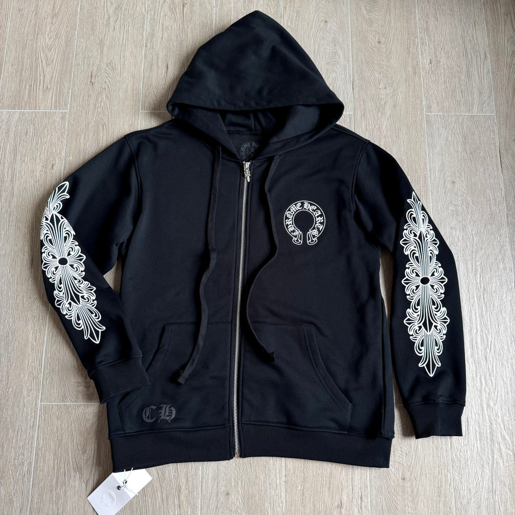 Chrome Hearts Side Floral Leg Pattern Hooded Sweatshirt Pants #375724