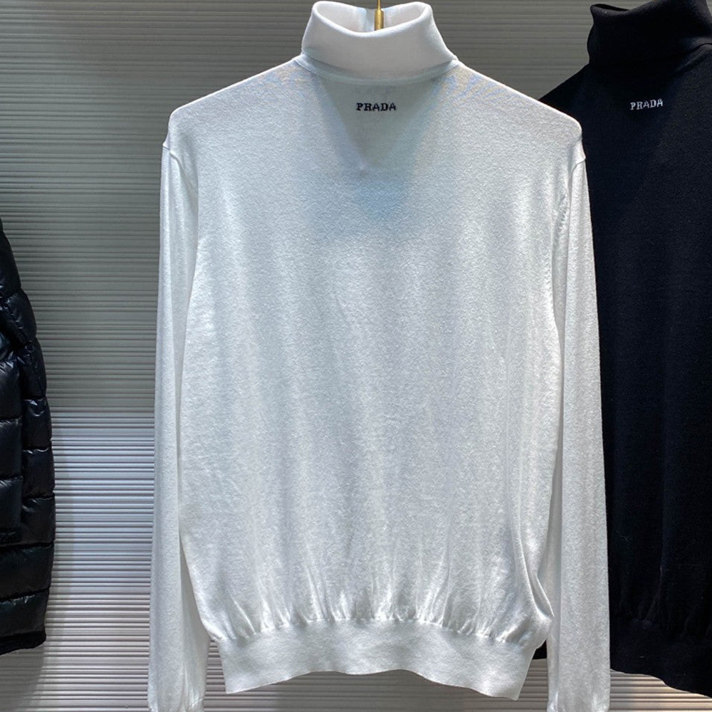 Prada Men's Wool Pullover Classic Turtleneck Sweater Spring Autumn Winter Solid Color Long Sleeve Cashmere Knit #332272