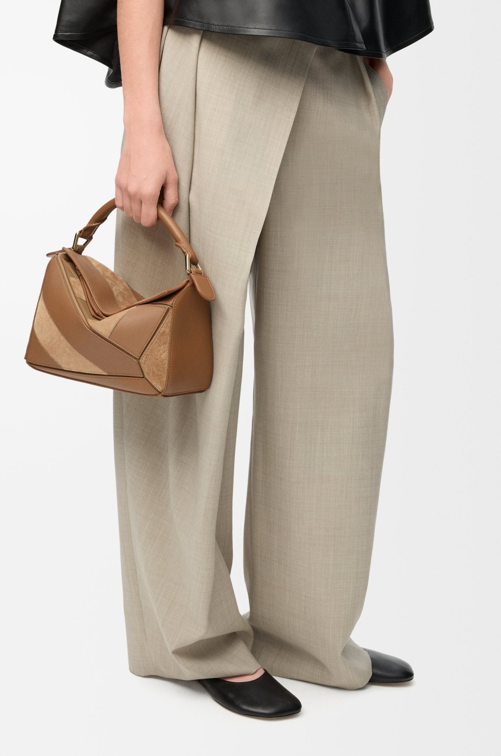 LOEWE Small Puzzle bag in classic calfskin suede Brown #335950
