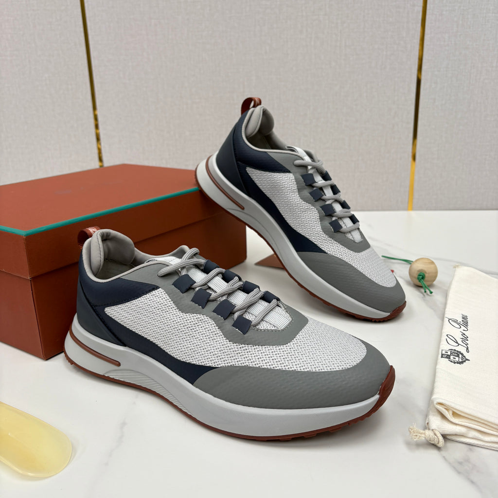 Loro Piana Week End Walk Mesh Cowhide Suede Casual Sneakers #381648