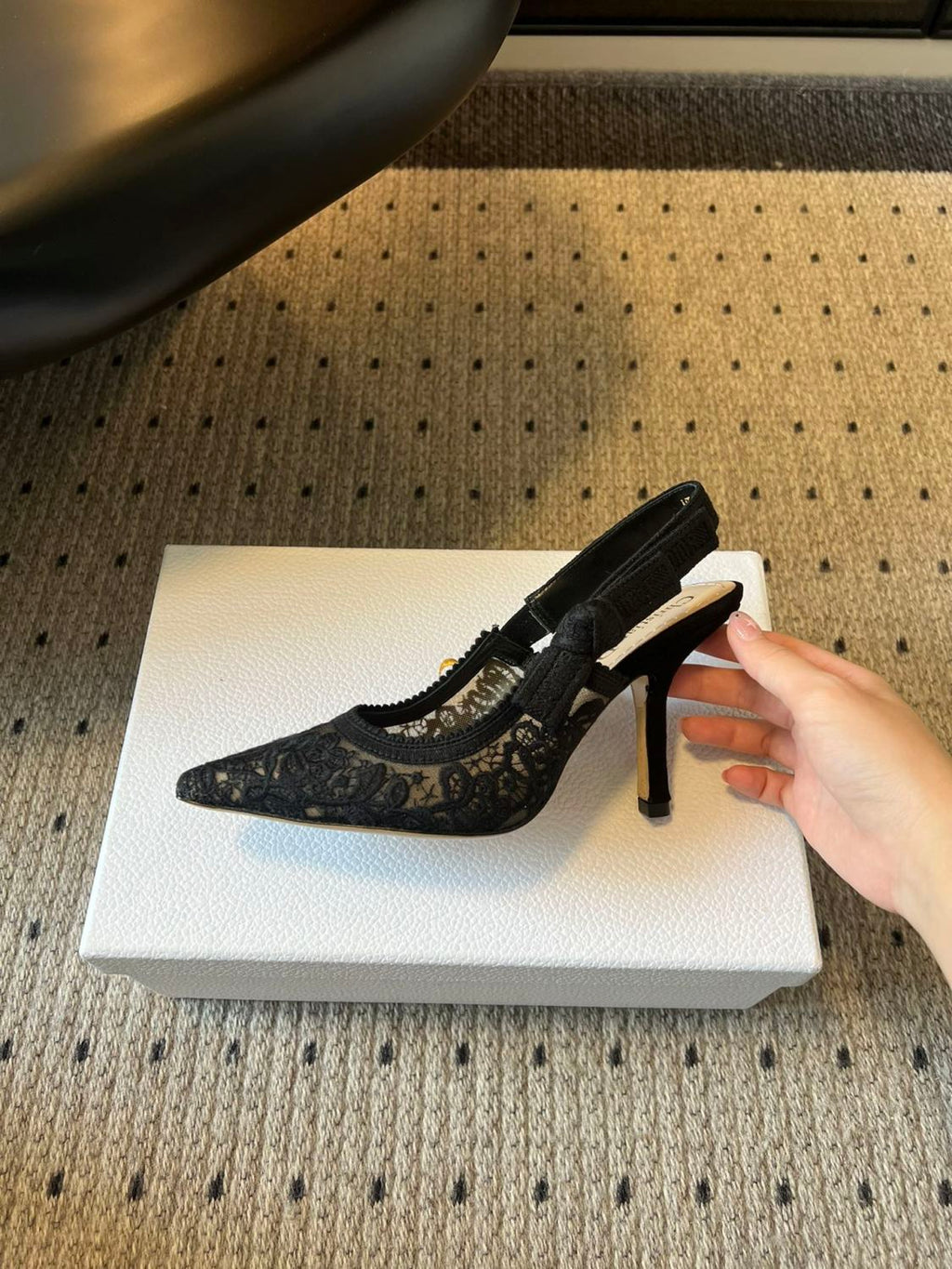 Dior Women's J'Adior Slingback Pump Spring/Summer Autumn Flower Embroidered Bow High Heels Pointed Thin Heels Casual Shoes Heel Height 6.5cm Heel Height 10.5cm #81722