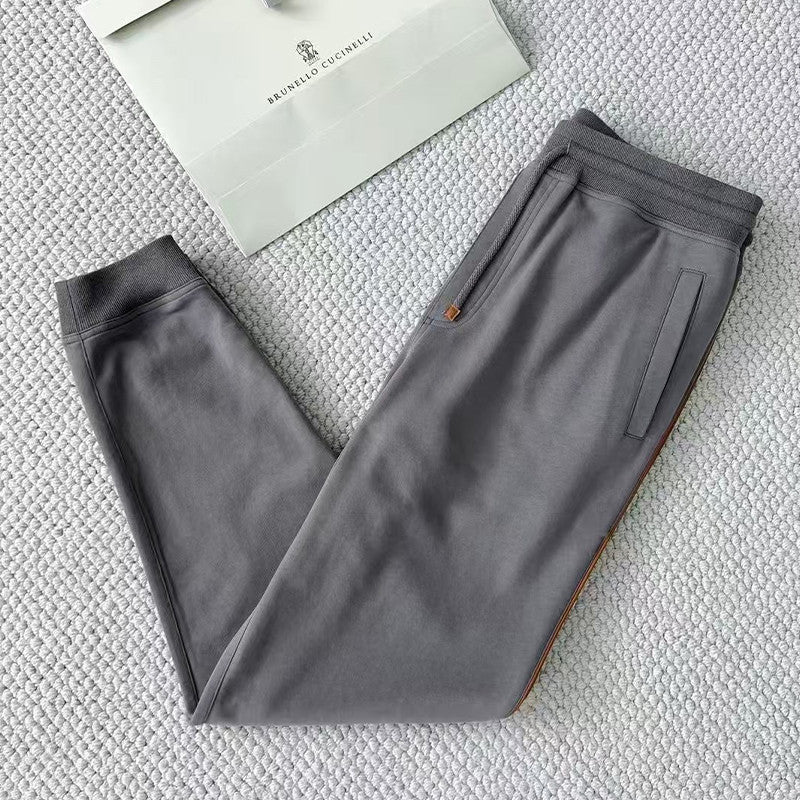 Brunello Cucinelli Men's Lace-up Sweatpants Four Seasons Solid Color Cotton Casual Drawstring Trousers Pants Ngvp #1767