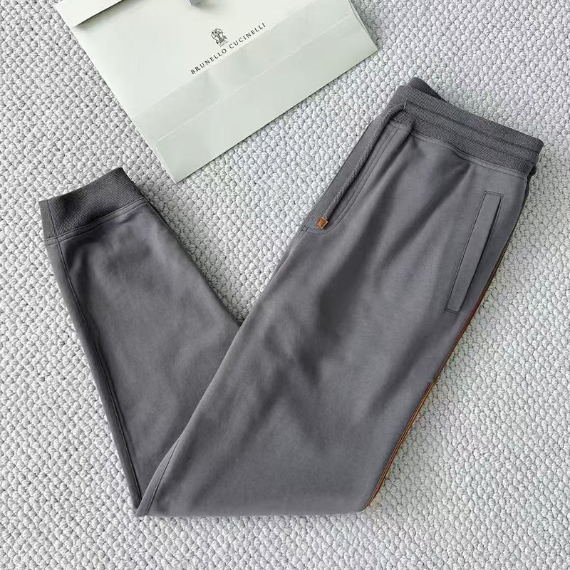 Brunello Cucinelli Men's Lace-up Sweatpants Four Seasons Solid Color Cotton Casual Drawstring Trousers Pants Ngvp #1767