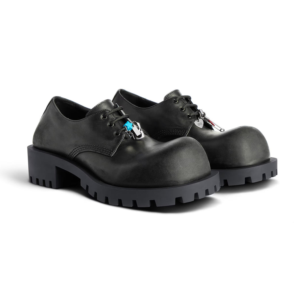 Balenciaga Men's Hummer Derbie In Black Lace-up Large-head Pendant Leather Shoes Fashionable And Trendy Casual Thick-soled Shoes Ngvp #2245