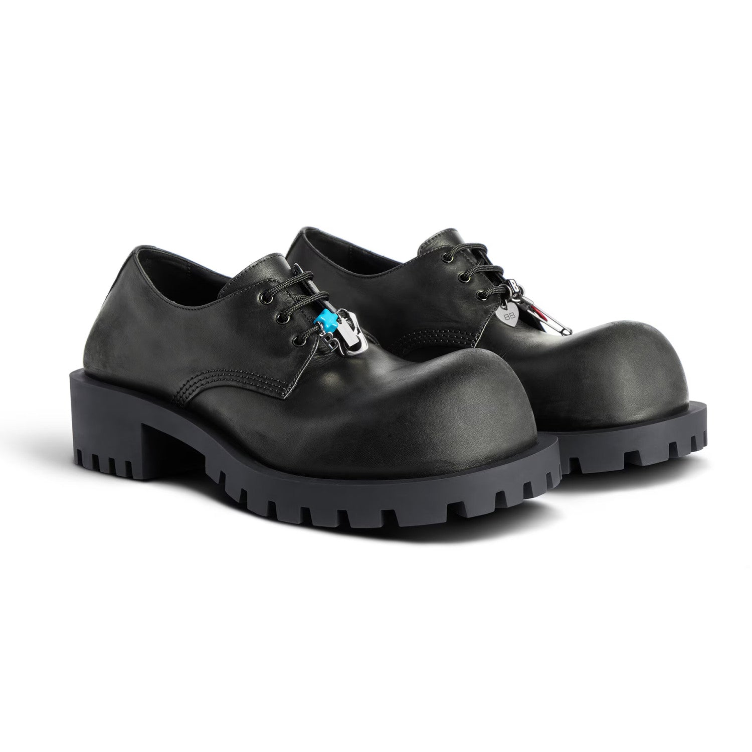 Balenciaga Men's Hummer Derbie In Black Lace-up Large-head Pendant Leather Shoes Fashionable And Trendy Casual Thick-soled Shoes Ngvp #2245