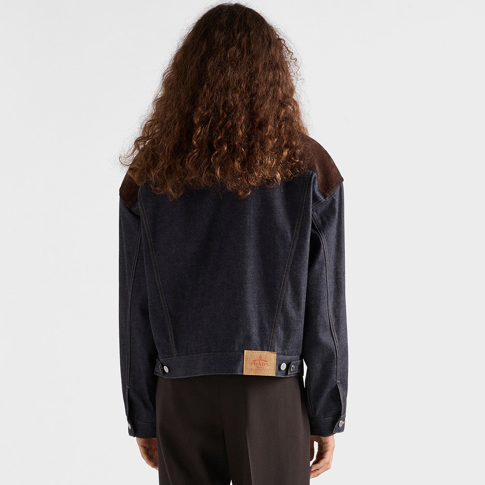 PRADA Navy Denim And Suede Blouson Jacket #334279