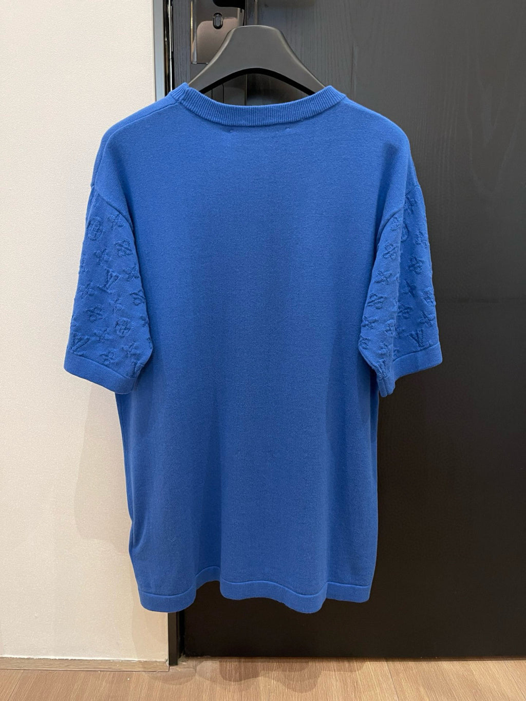 Louis Vuitton Men's Summer Blue Logo Jacquard Round Neck Cotton Short Sleeve T-Shirt #98663