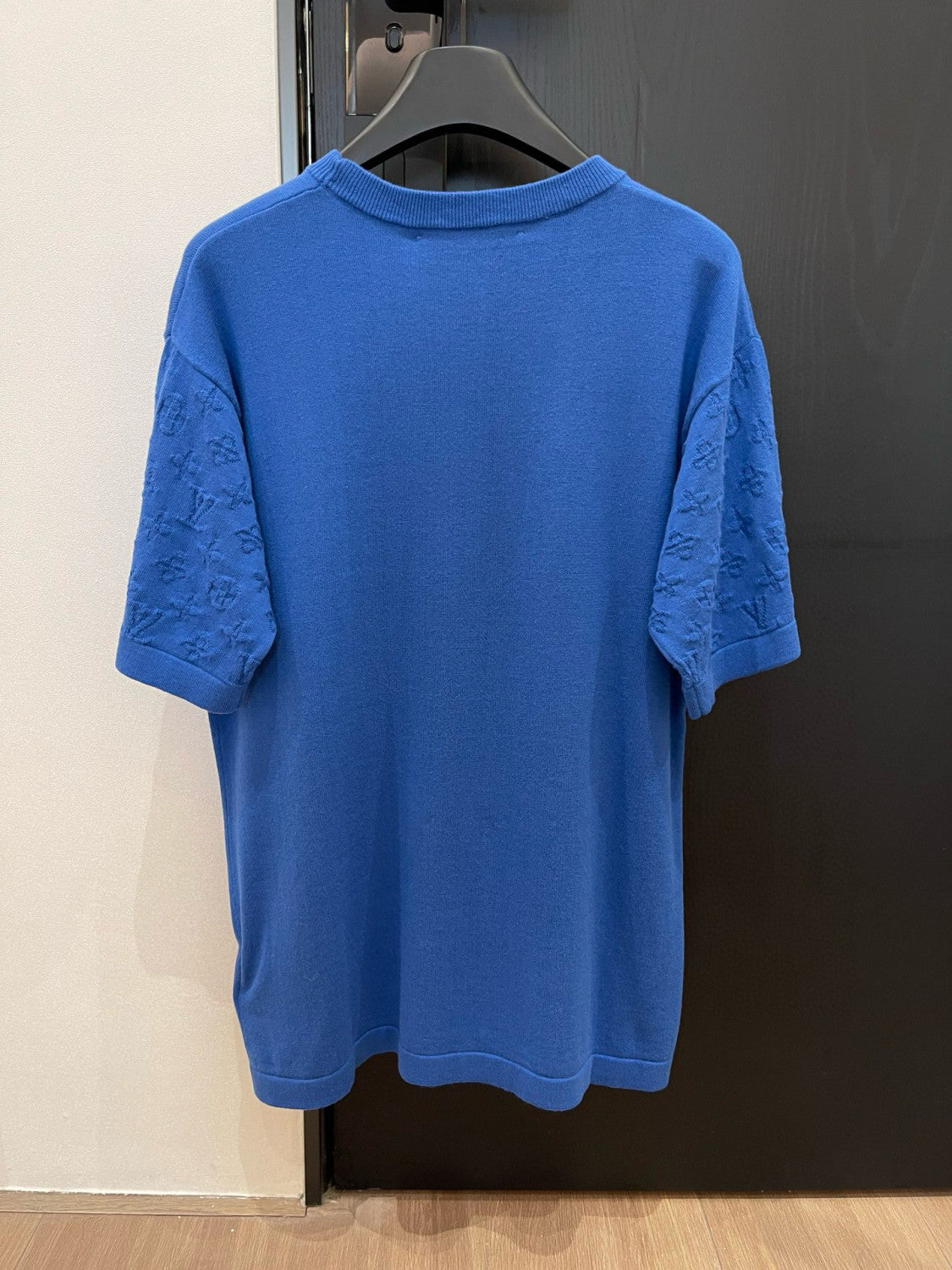 Louis Vuitton Men's Summer Blue Logo Jacquard Round Neck Cotton Short Sleeve T-Shirt #98663