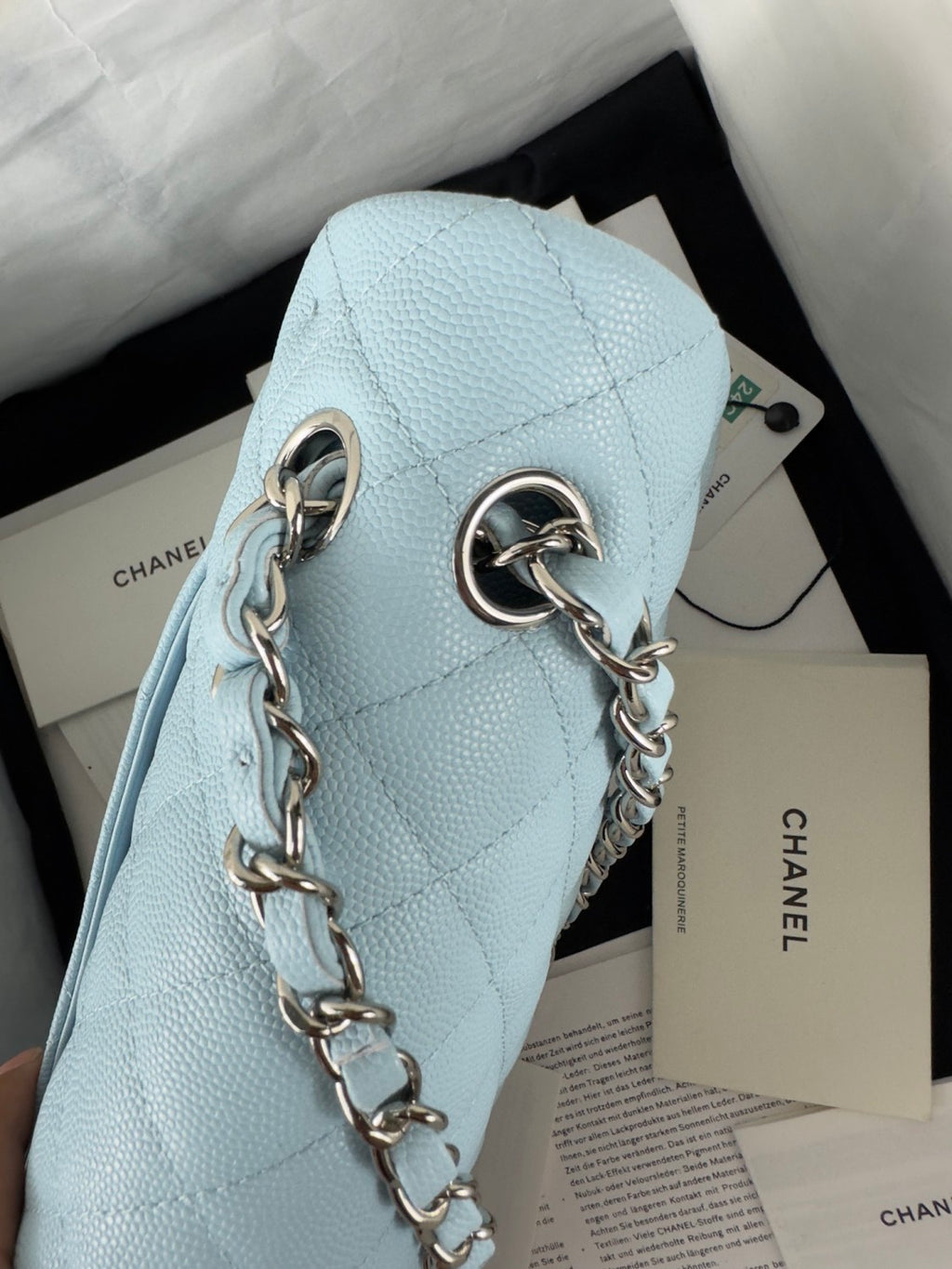 Chanel Classic Medium Flap Bag With A Silver Chain Shoulder Strap A Timeless Versatile Classic Metallic-colored Leather Tends To Fade Easily Lady Bags #197116