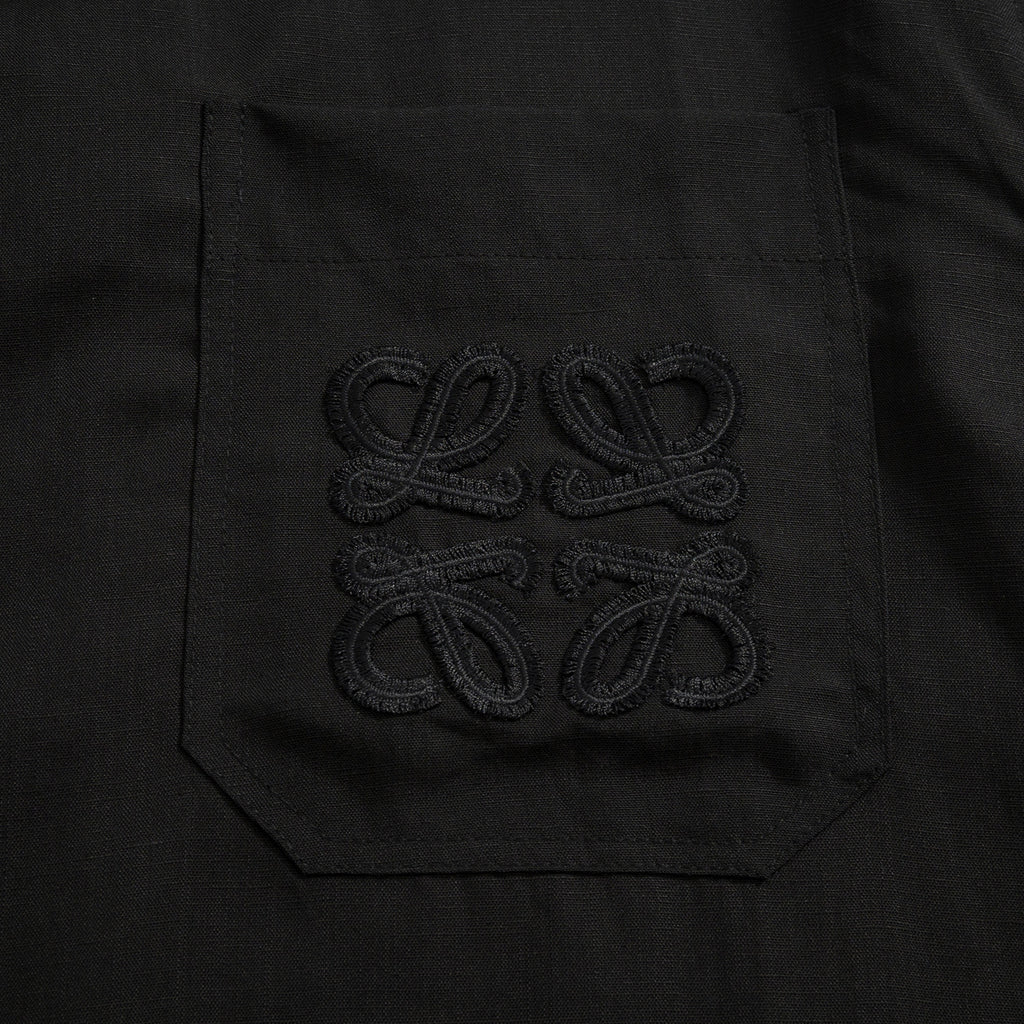 Loewe Men's Summer Solid Colour Embroidered Logo Printed Linen Single Breasted Short Sleeve Shirt #76797