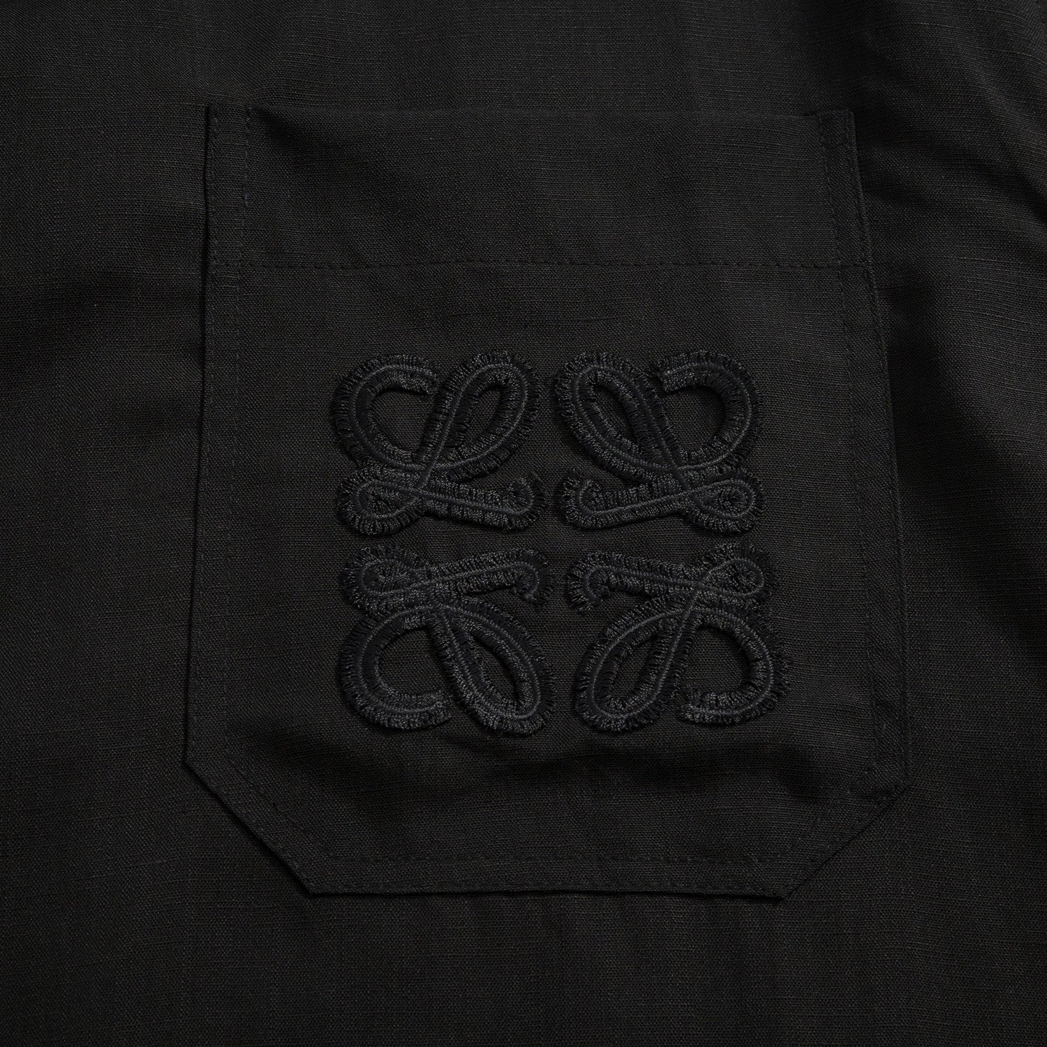 Loewe Men's Summer Solid Colour Embroidered Logo Printed Linen Single Breasted Short Sleeve Shirt #76797