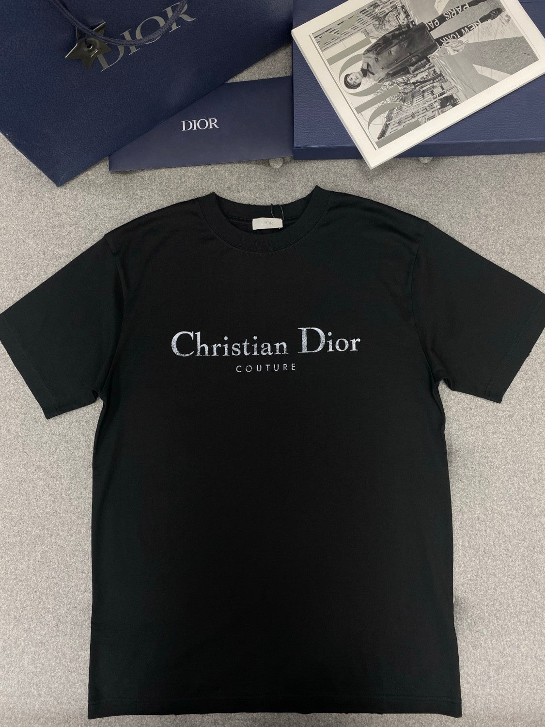 Dior Summer Men's And Women's Fashion Casual Crew Neck Pullover Solid Color Christian Dior Couture Print Relaxed Fit Cotton Short Sleeve T-Shirt #79157
