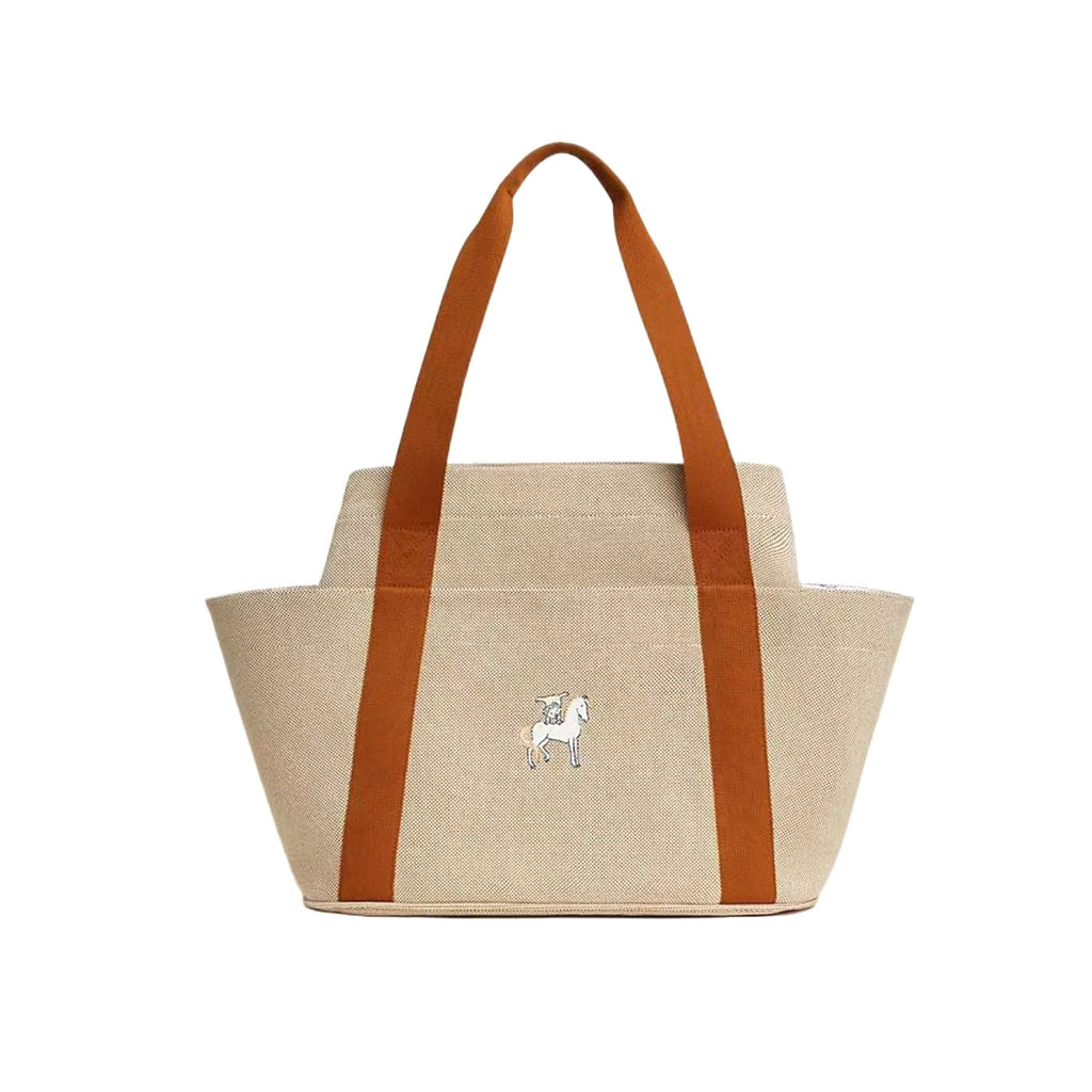 Hermes Unisex Fashion Casual Wool Linen Cotton Color Block Parenting Bag Shoulder Bag Tote Bag Bags #78794