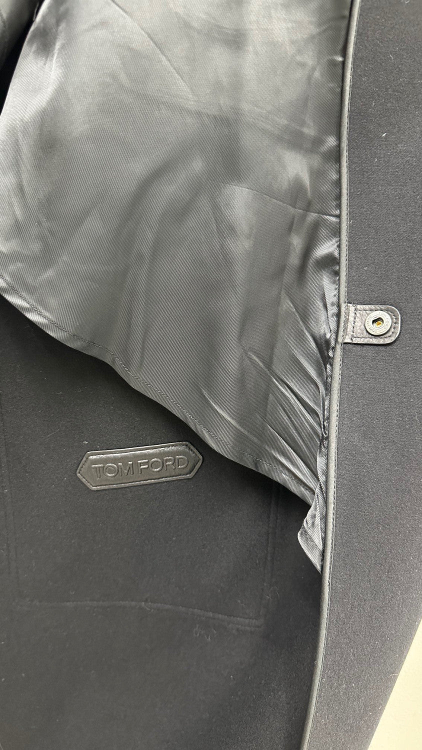 Tom Ford Solid Color Slanted Zipper Long Coat Ngvp #6779