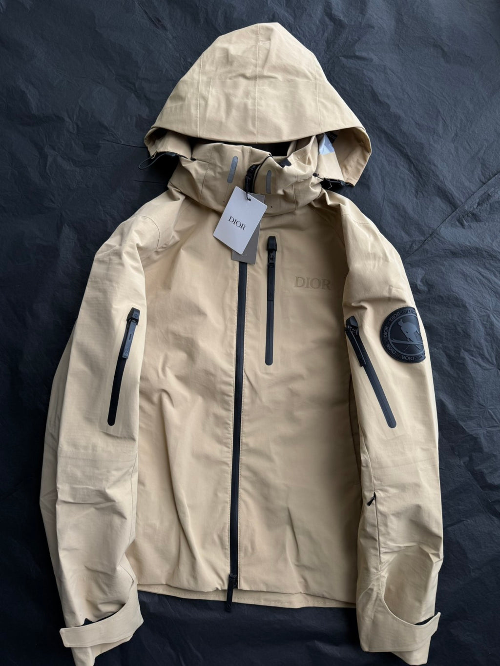 Dior Men's Autumn and Winter Solid Color Waterproof Windproof Hooded Zipper Long Sleeve Ski Suit Zipper Back Ski Pants Suit Set #74661