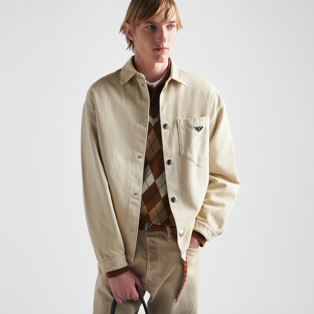 Prada Men's Spring And Fall Solid Color Single Breasted Long Sleeved Denim Shirt Jacket #73899