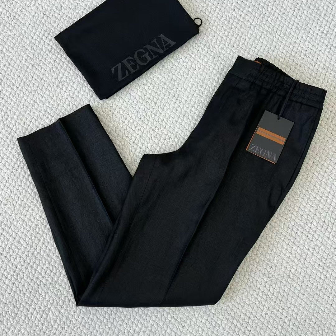 Ermenegildo Zegna Men's Spring And Summer Solid Color Casual Comfortable Elastic Waist Trousers Pants #75522