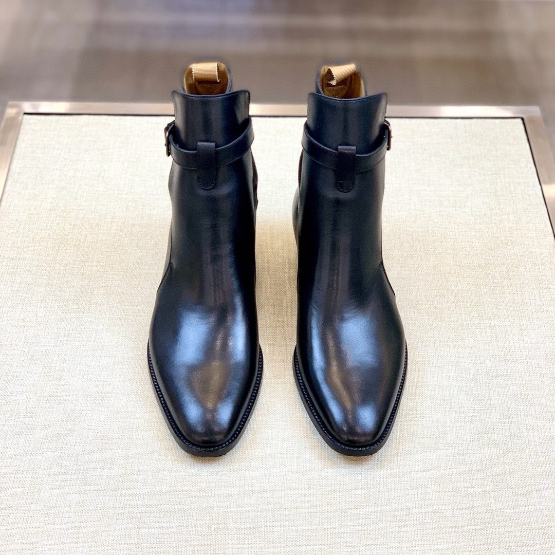 SAINT LAURENT Men's Fall/Winter Casual Round Toe Slip On Leather Low Top Ankle Boots #78867