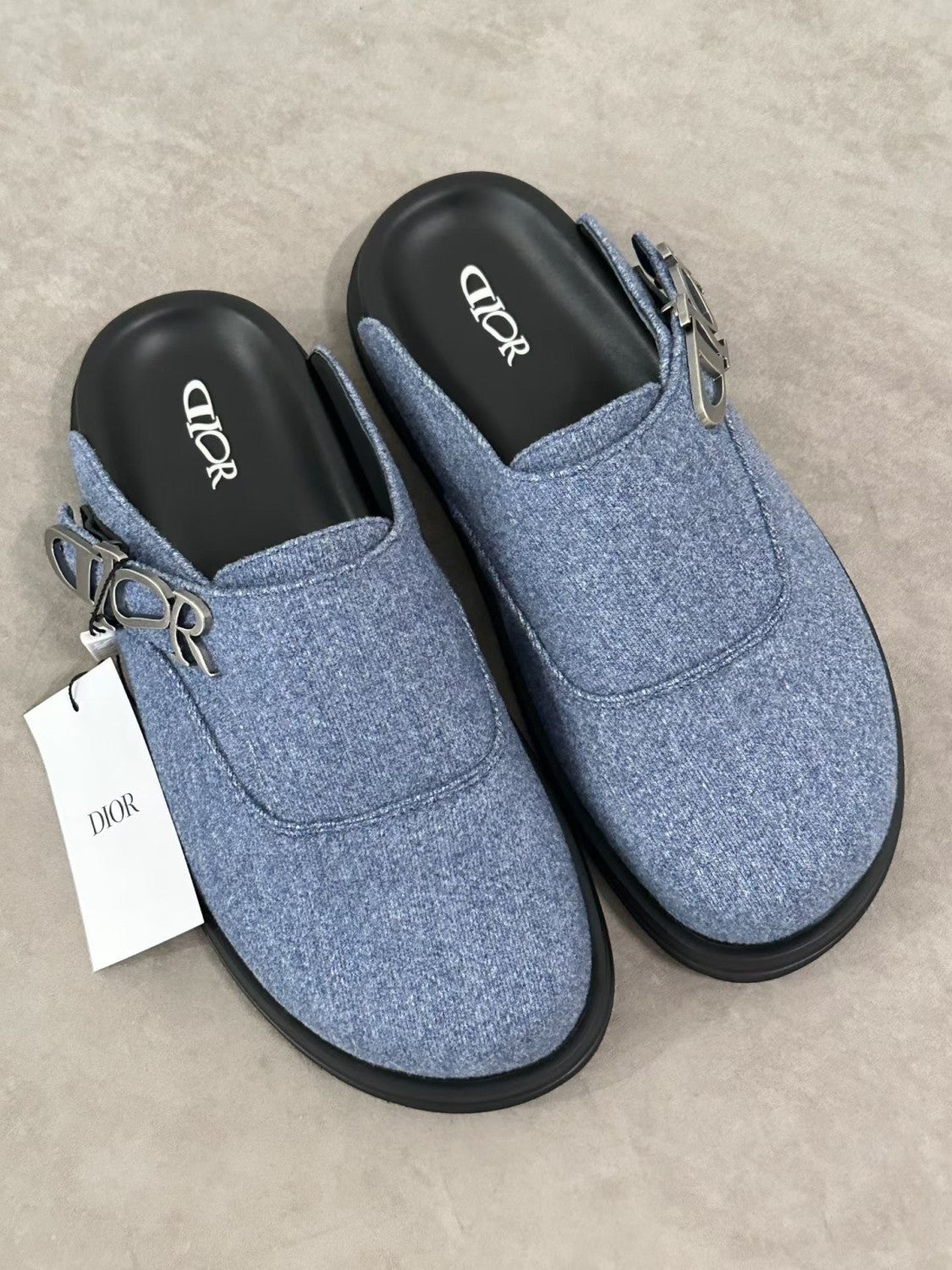 Dior Aqua Lewis Hamilton Velvet Round Toe Mules Slippers #385782