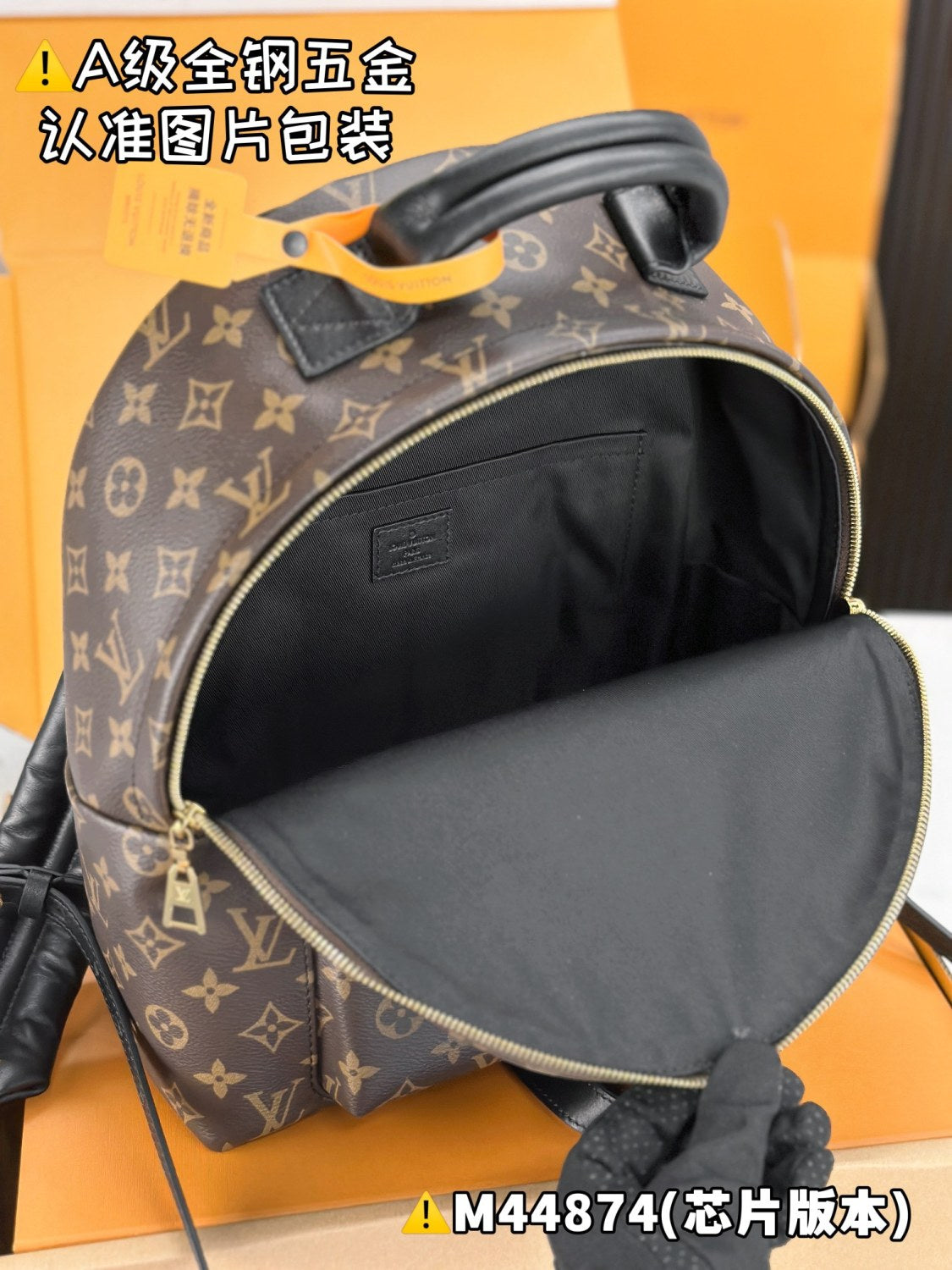 Louis Vuitton Women's Palm Springs Medium Shoulder Bag Logo Printed Zipper Closure Cowhide Backpack Solid Color Casual Bags #71874