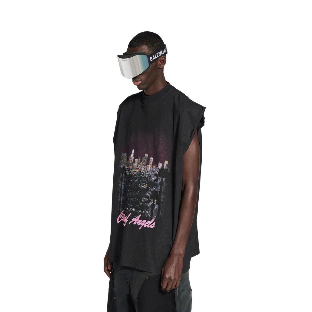 Balenciaga Men's City Printed Sleeveless T-Shirt Spring Summer Fashion Trend High Street Round Neck Straight Top Ngvp #1735