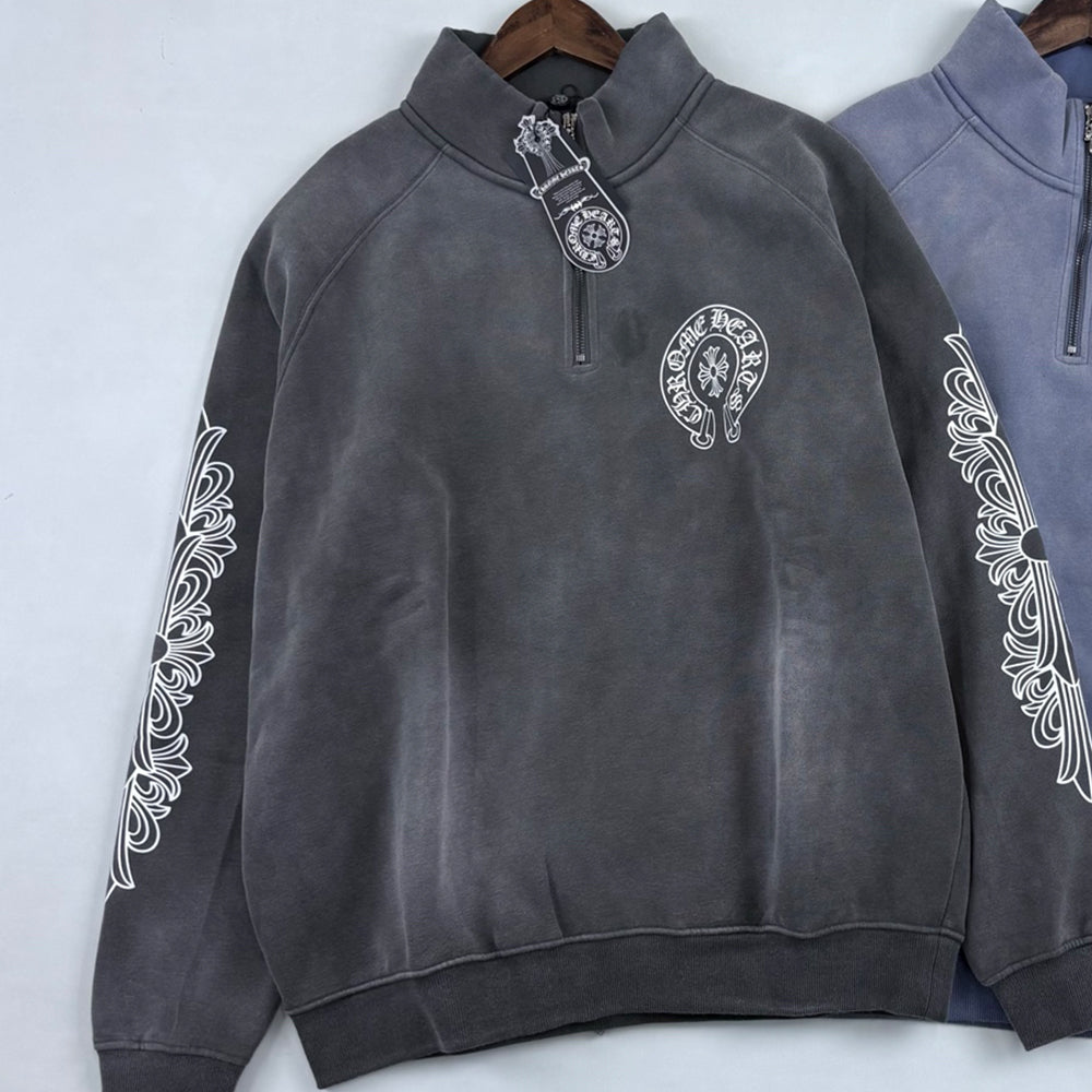 Chrome Hearts Half Zipper Sweatshirt Couple Style Pure Cotton #333458
