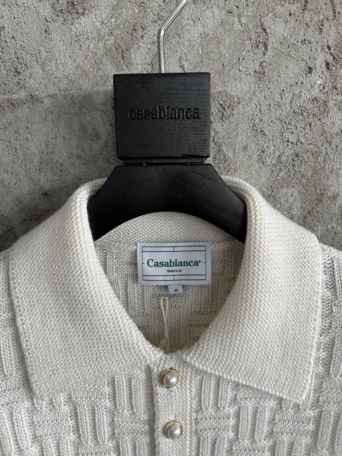 Casablanca Men's Spring Spring Autumn Beige Cozy Pullover Wool Polo Neck Knit Long Sleeve Sweater #73574