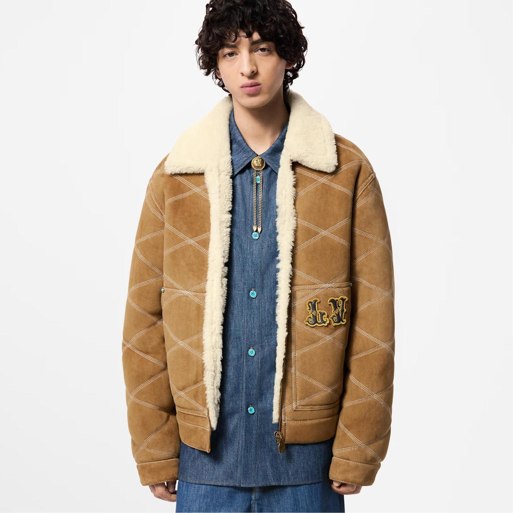 Louis Vuitton Men's Winter Logo Embroidery Wool Lapel Zipper Long Sleeve Jacket #73553