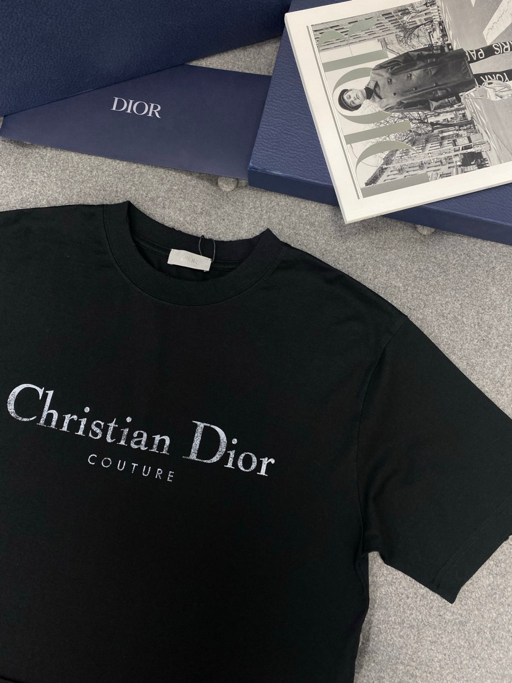 Dior Summer Men's And Women's Fashion Casual Crew Neck Pullover Solid Color Christian Dior Couture Print Relaxed Fit Cotton Short Sleeve T-Shirt #79157