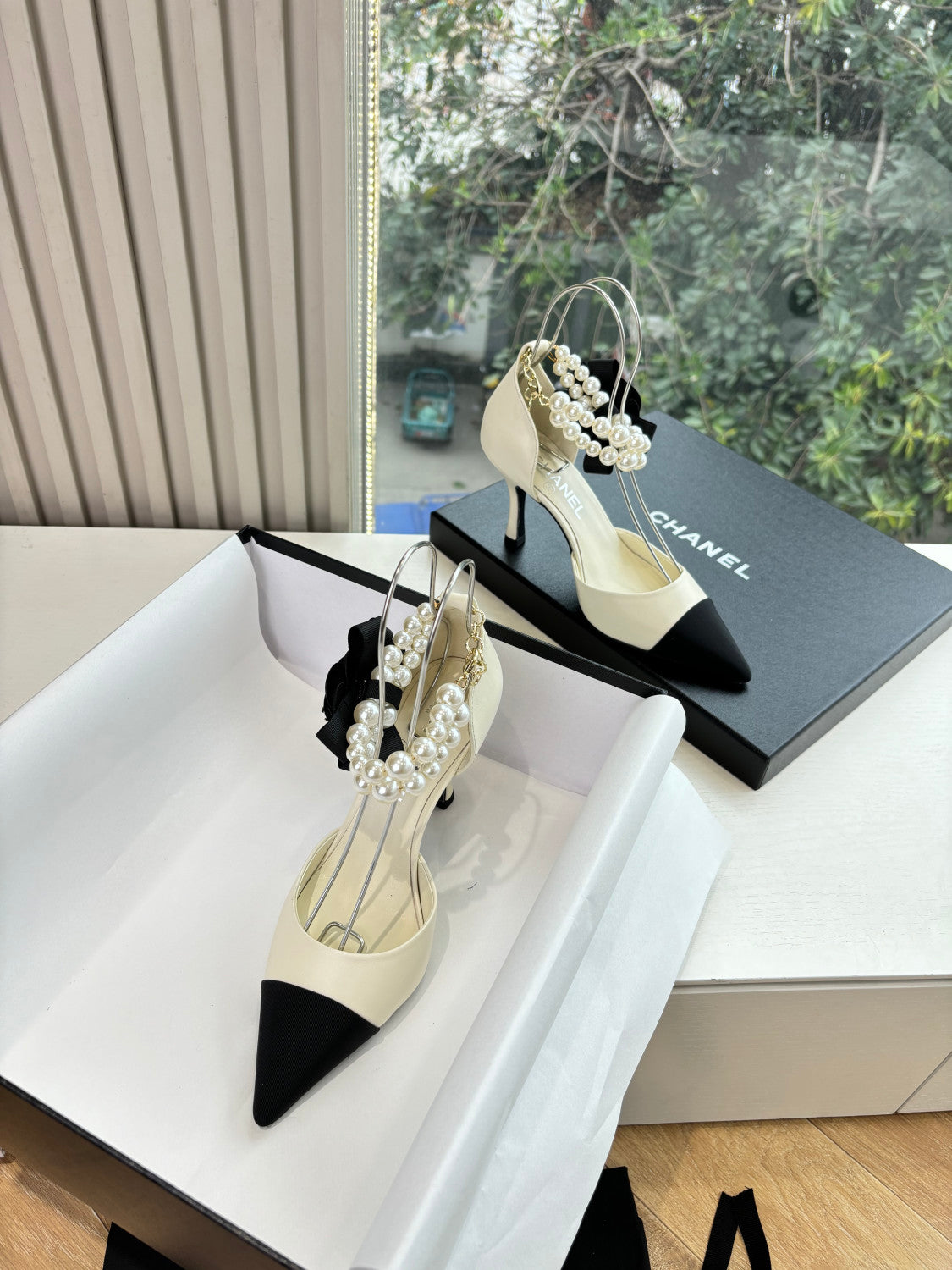 Chanel 25S Braided Mary Jane Toe Pearl Sandals and High Heels #334481