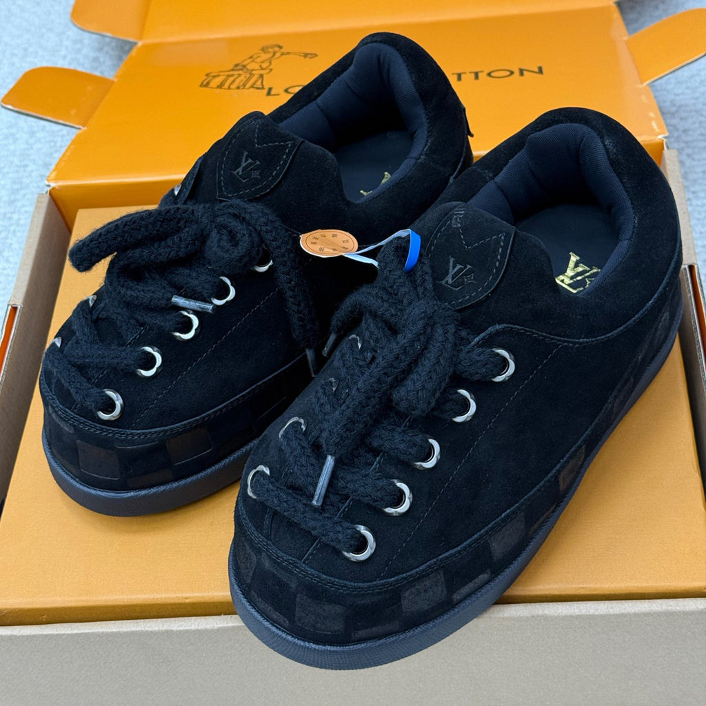 Louis Vuitton Lv Yeti Lace-up Shoes For Men And Women Autumn/winter Printed Patchwork Round-toe Chunky Suede Warm Boots Couples' Shoes #81455