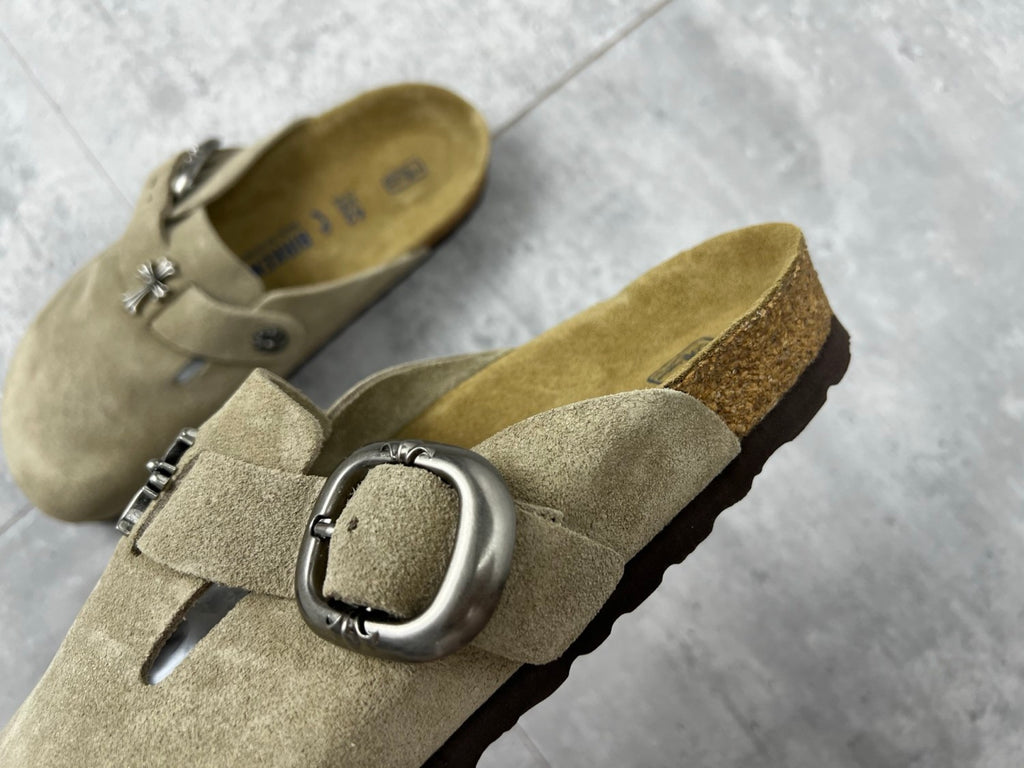 Chrome Hearts x Birkenstock Men's And Women's Spring Summer Round Toe Buckle Slippers Vacation Fashion Trend Cross Logo Sandals Shoes #81377