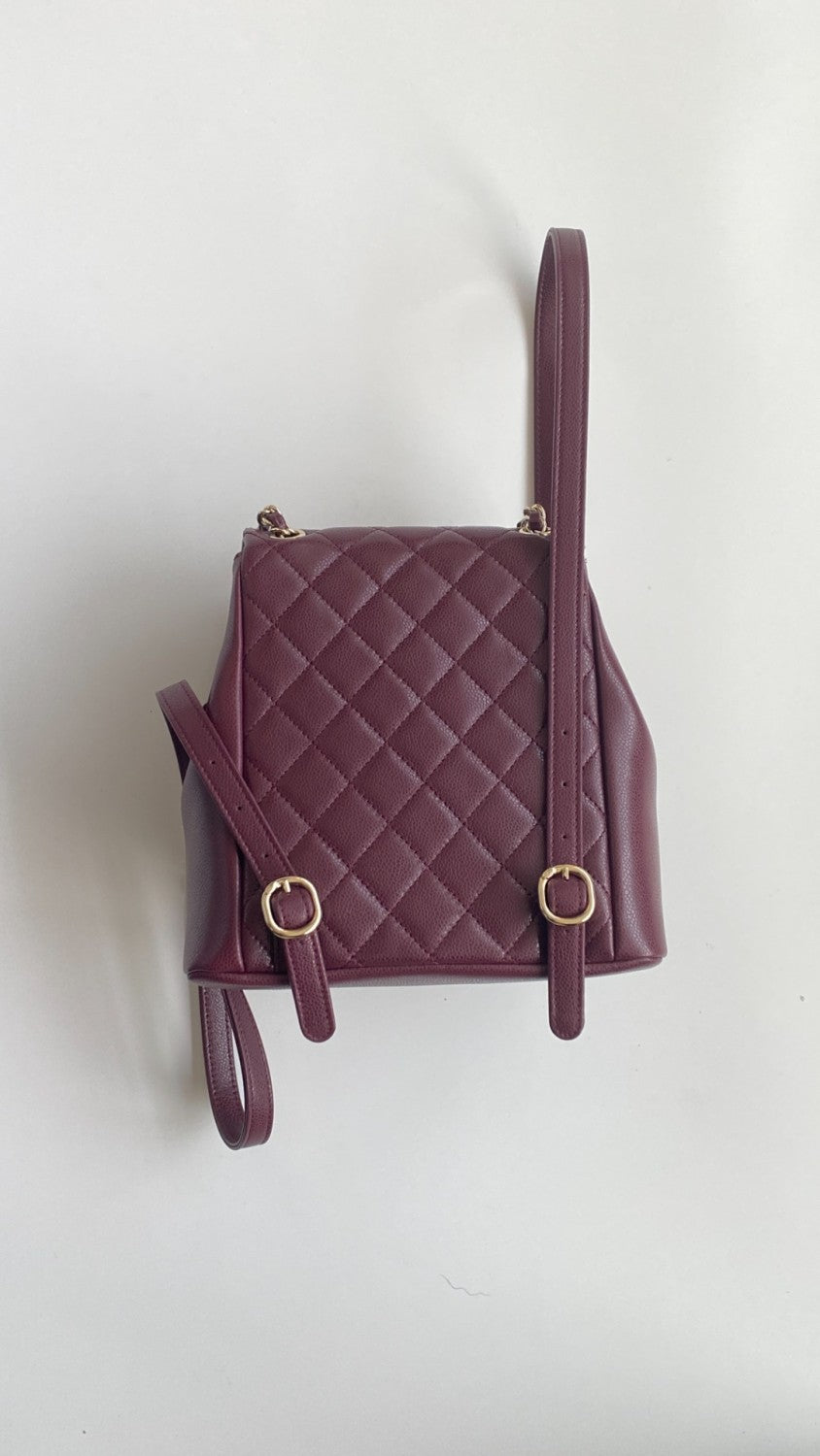 Chanel Women's Duma Bordeaux Red Leather Frog Large Backpack #332640