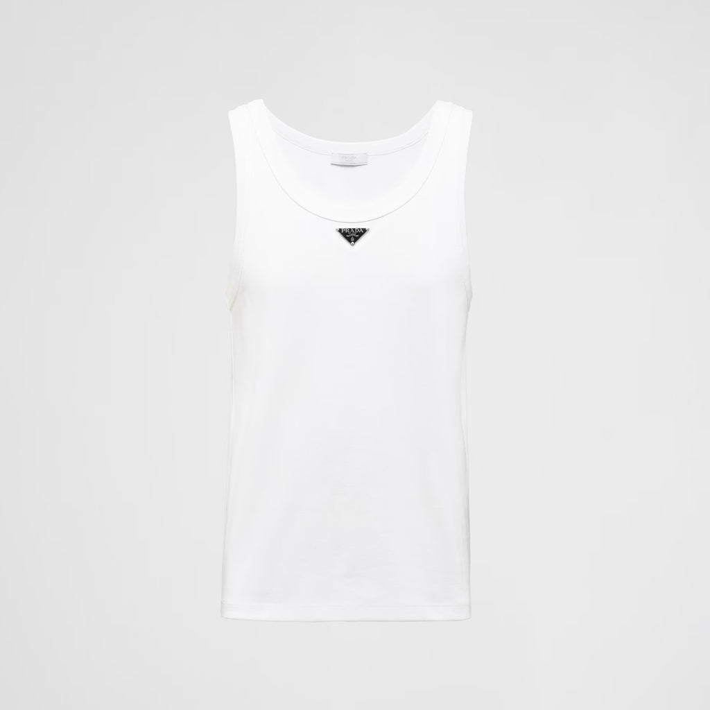 Prada Men's Summer Solid Color Logo Crew Neck Cotton Vest Top #76535