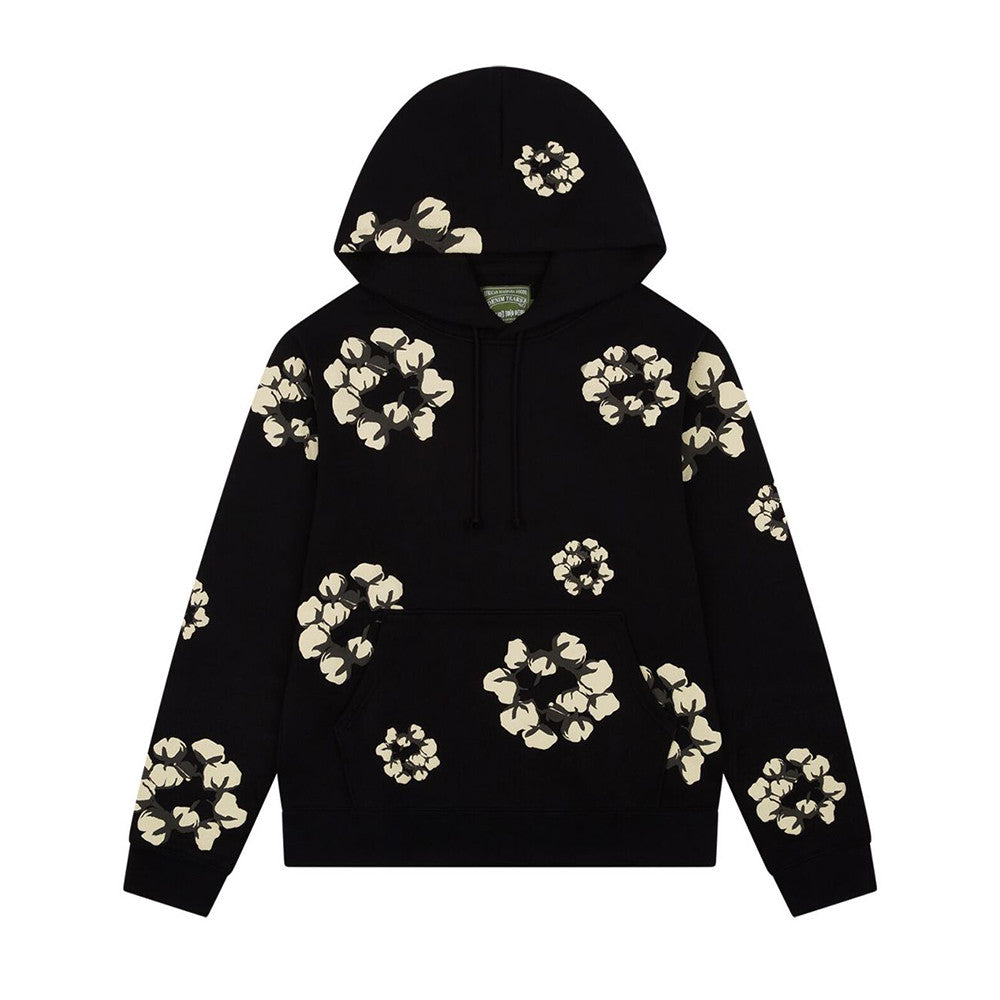 Denim Tears Cactus Tears Wreath Floral Print Hooded Sweatshirt Casual Tie Drawstring With Loose Sweatpants #71879