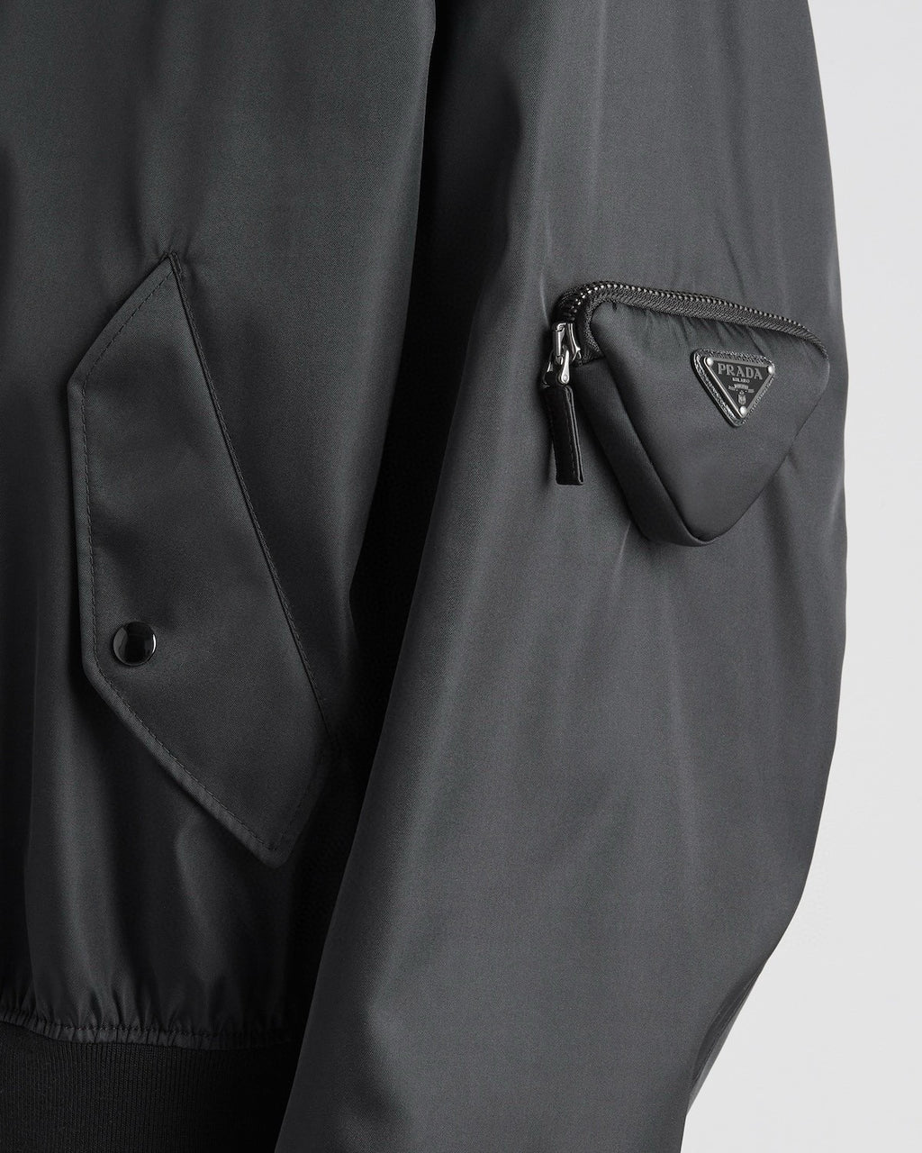 Prada Men's Spring And Fall Black Nylon Zipper Baseball Collar Aviator Jacket #72583
