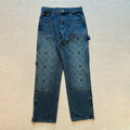 Louis Vuitton Men's Spring/autumn Fashion Casual Classic Logo Embossed Loose Straight Leg Workwear Denim Pants #78388