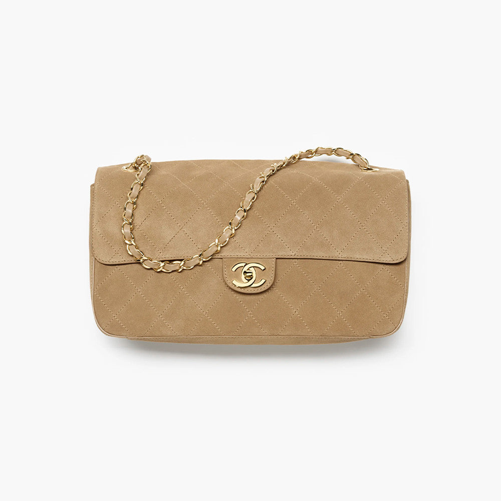 Chanel 2026 Spring/summer Maxi Clutch Bag Brown Suede With Metal Chain Stylish And Elegant Handbag  Bags #196600