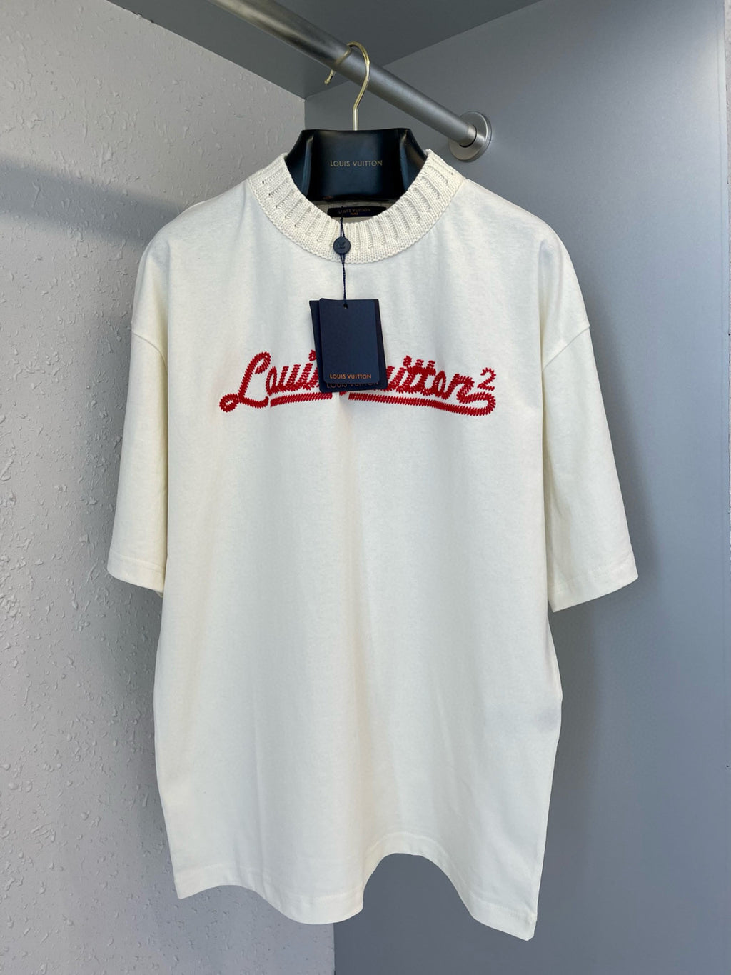 Louis Vuitton Men's And Women's Summer Logo Letters Embroidered Round Neck Short Sleeve T-shirt #75694