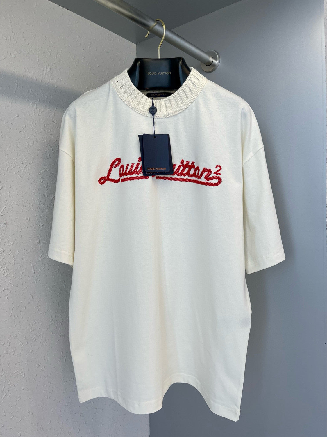 Louis Vuitton Men's And Women's Summer Logo Letters Embroidered Round Neck Short Sleeve T-shirt #75694