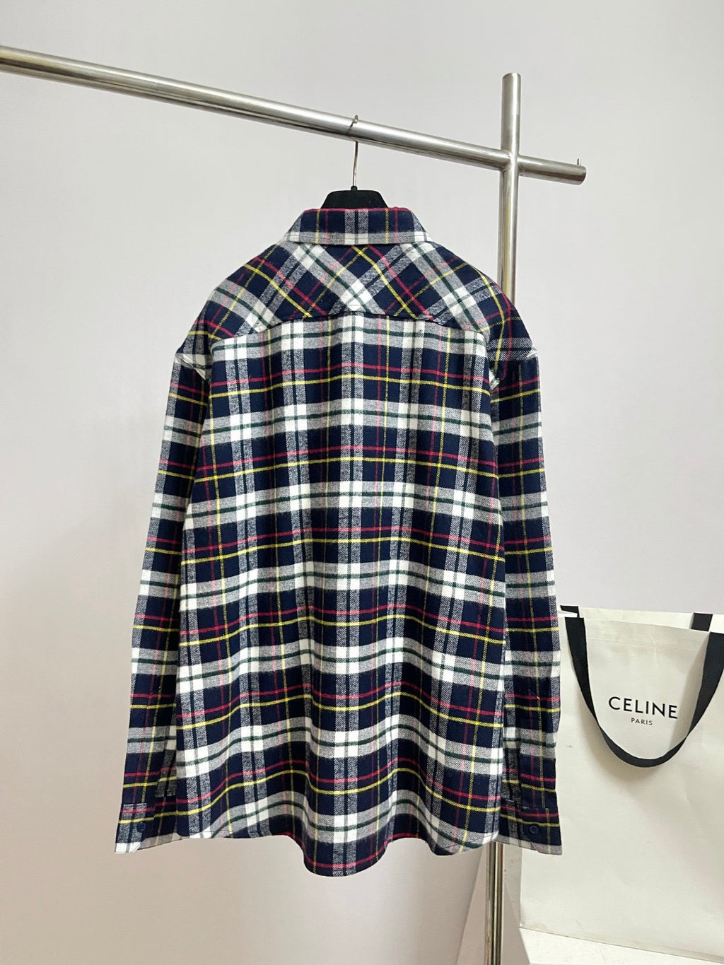 Celine Relaxed Shirt in Brushed Checked Wool #335061