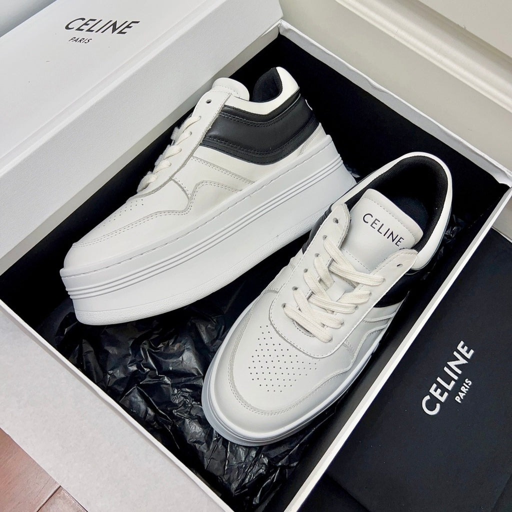 Celine Block Sneakers With Wedge Outsole in Calfskin Optic White #378714