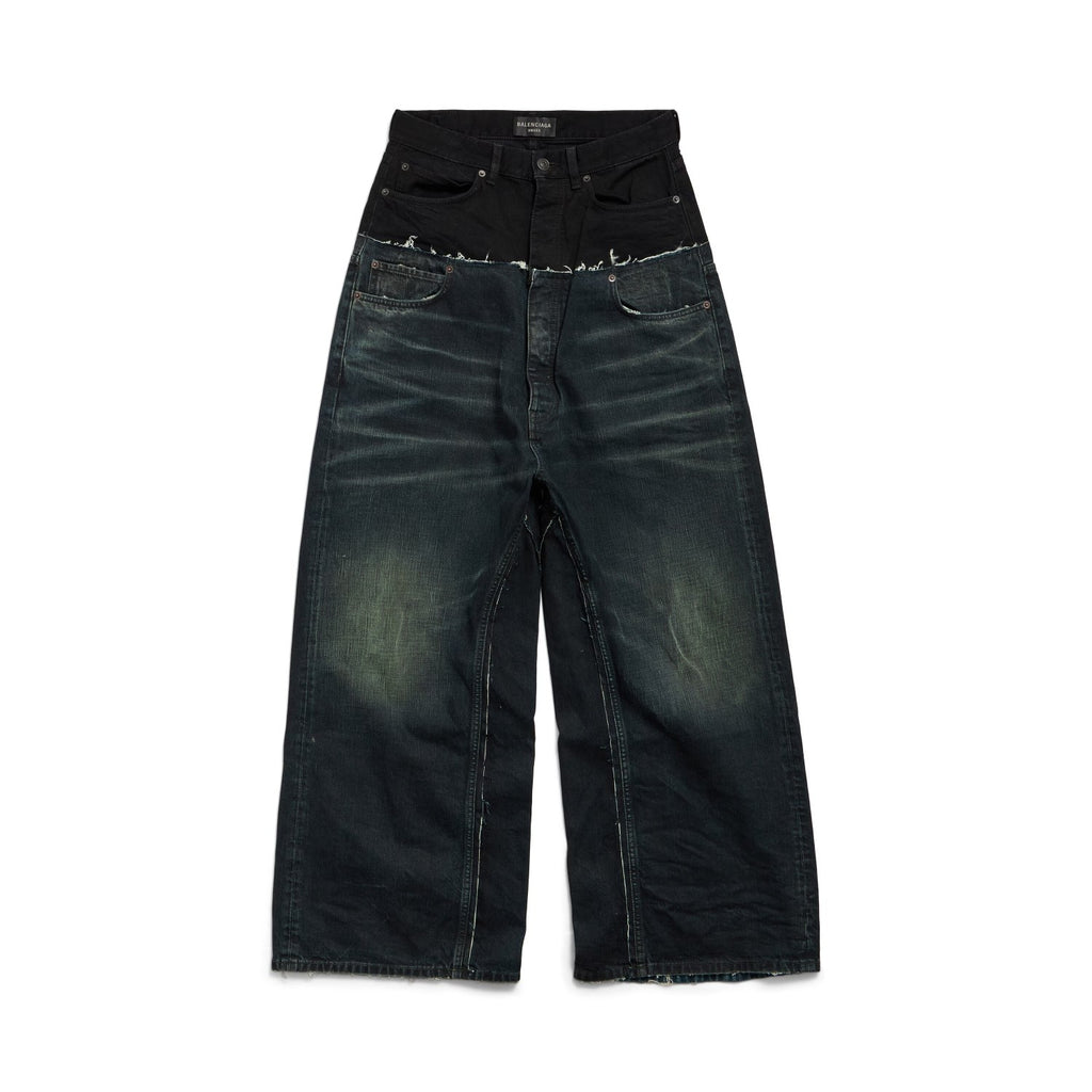 Balenciaga Men's Women's Four Seasons Button Solid Color Cotton Loose Denim Straight Leg Pants Ngvp #9514