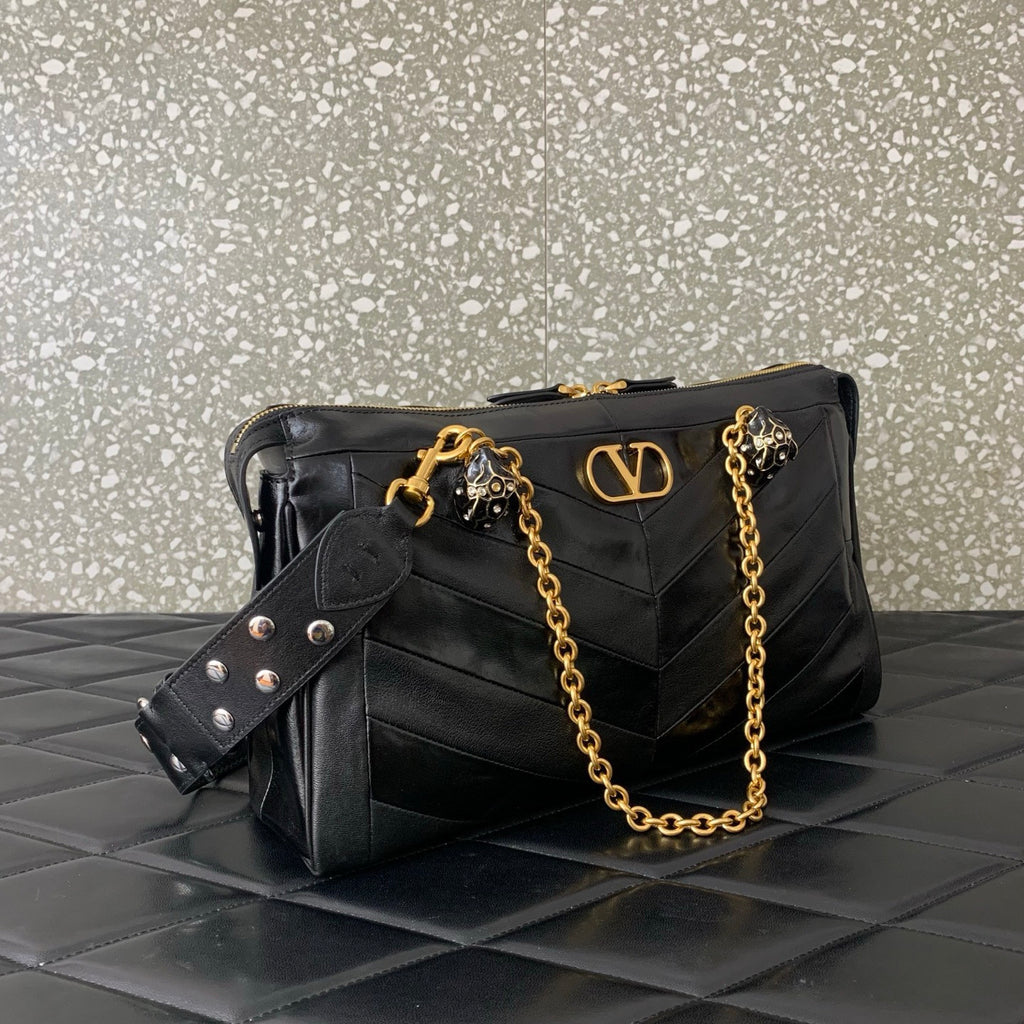 Valentino Garavani Panthea Shoulder Bag In Nappa Leather With Chevron Pattern #333756
