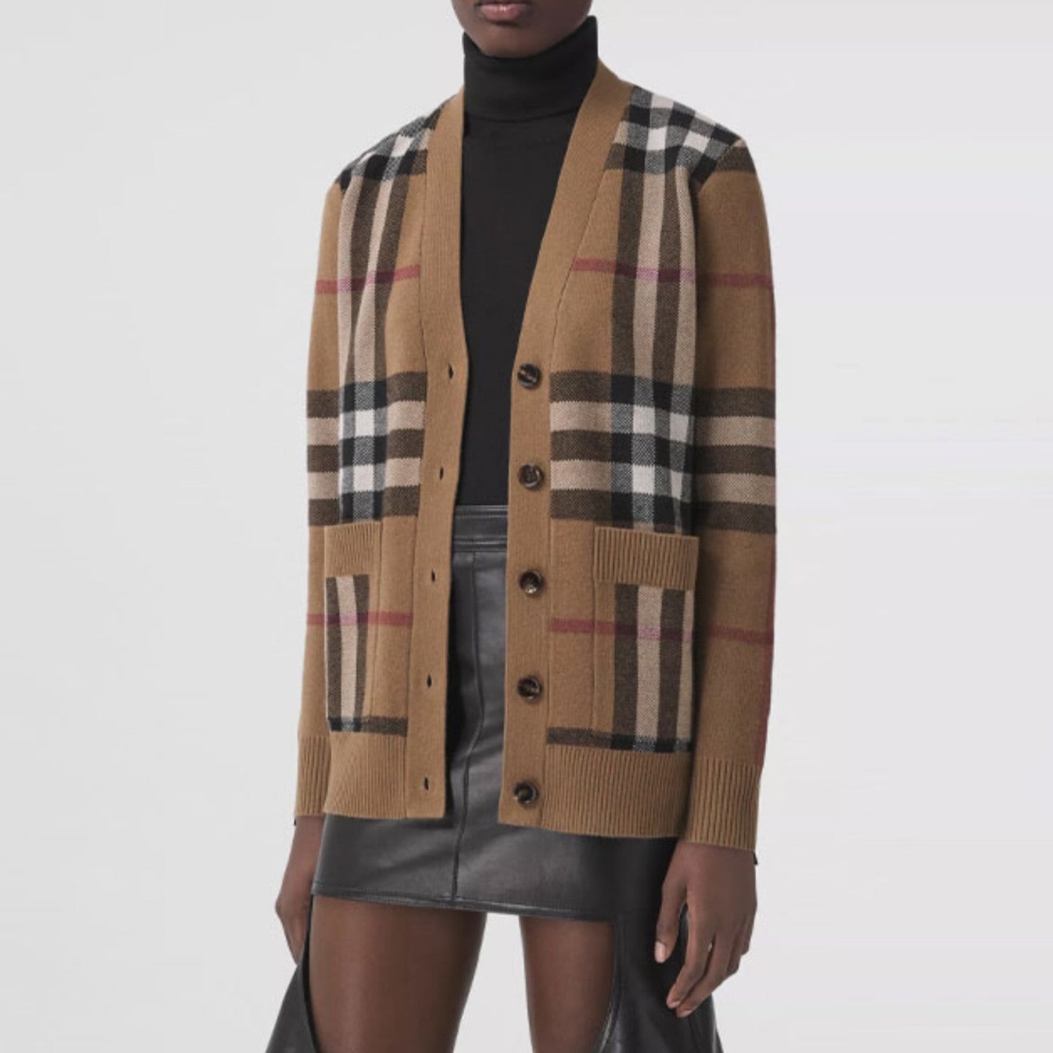 Burberry Men's Spring And Fall Plaid Print Wool Blend Single Breasted V-neck Long Sleeved Knit Cardigan Jacket #74819