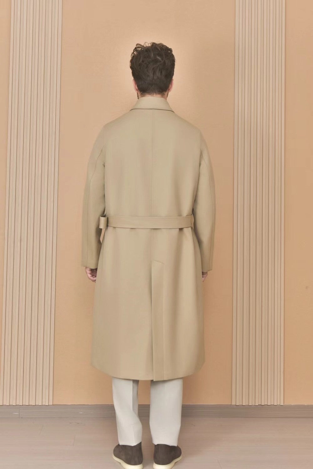 Loro Piana Men's Reversible Double-Faced Coat with Belt. Single-Button Lapel. Long Fit Jacket Ngvp #2336