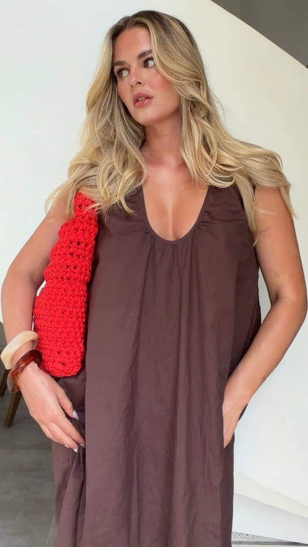 Vanessa Oversized Mini Dress - Chocolate