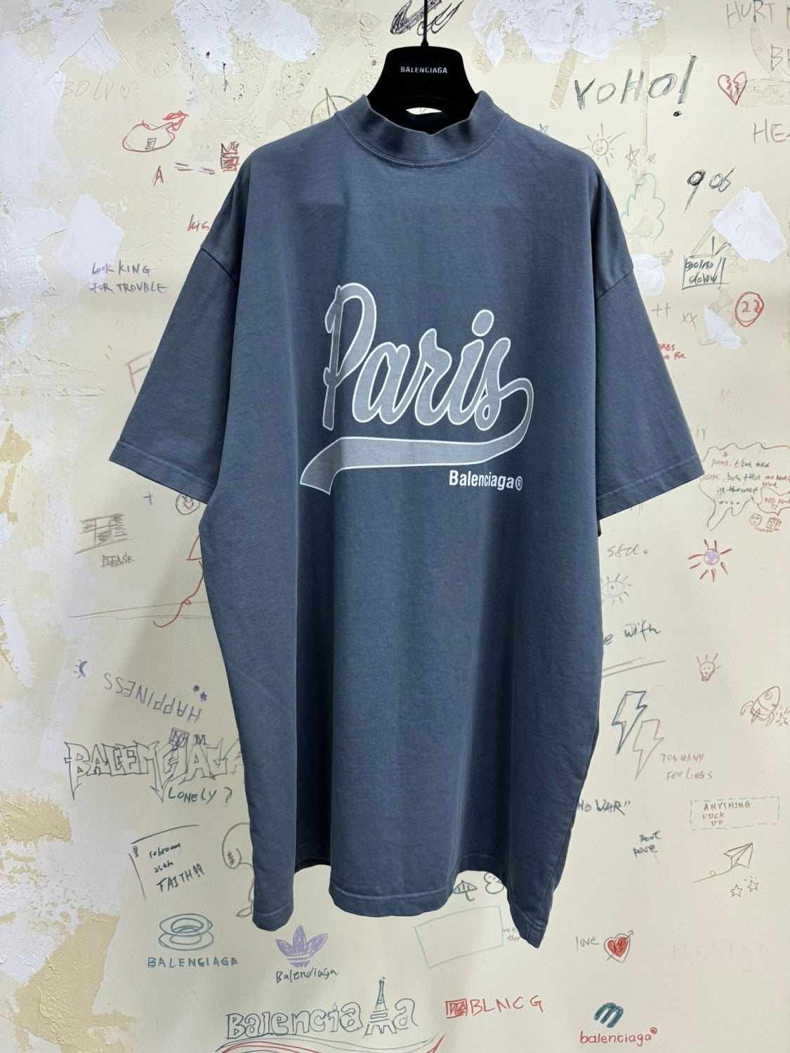 Balenciaga Men's Summer Letter Logo Print Round Neck Regular Fit Short Sleeve T-Shirt #72973