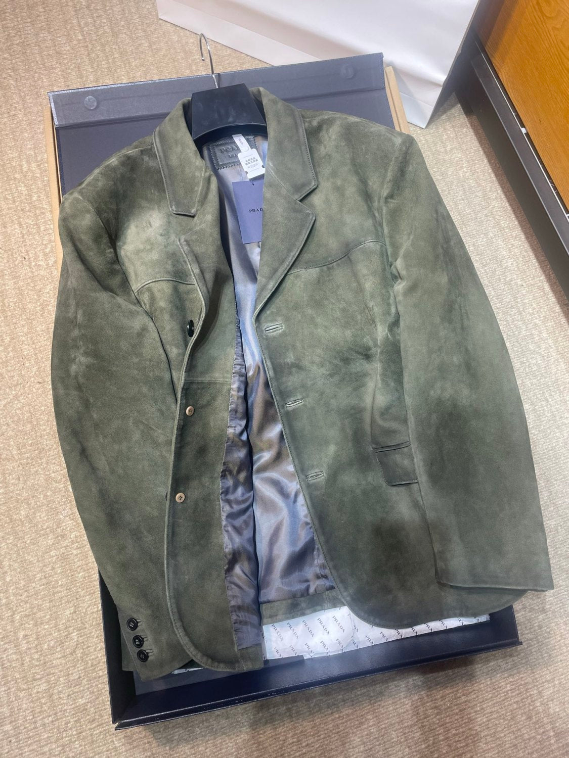 PRADA Men's Forest Green Suede Jacket #333462
