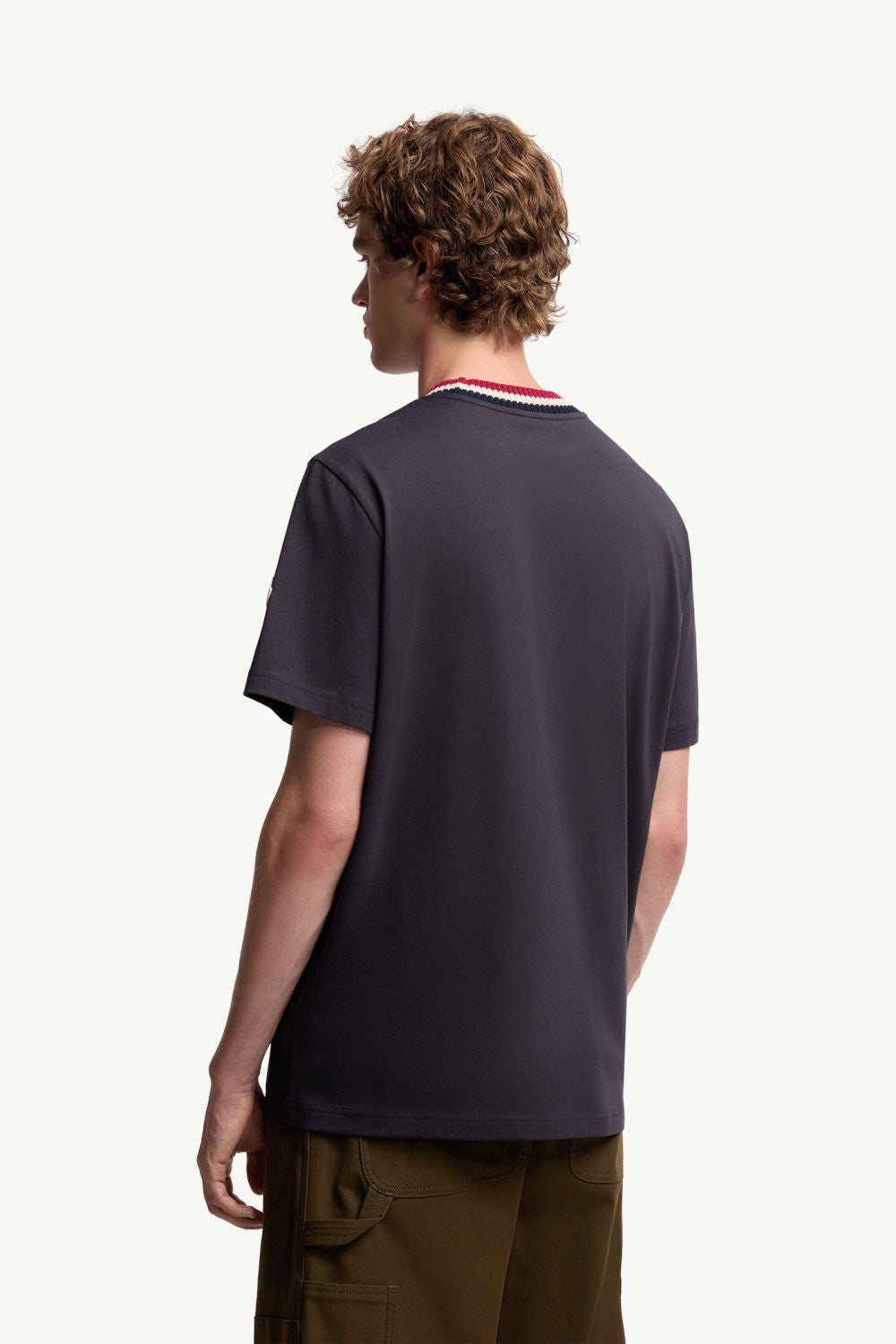 Moncler Burgundy Embroidered Logo Cotton T-Shirt Polos T-shirts #375498